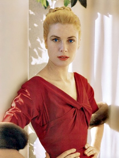 Grace Kelly in red by Howell Conant, 1955.